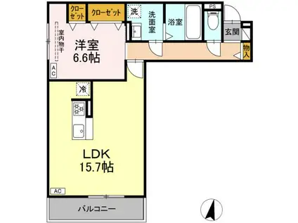 D-HILLS子安Ⅲ(1LDK/3階)の間取り写真