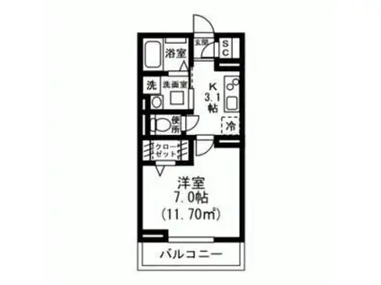 リヴェール川口芝・グレイス川口芝 (1K/2階)の間取り写真