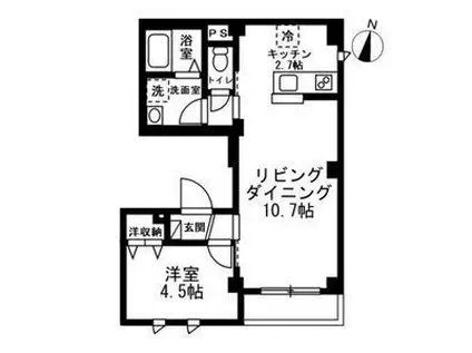 アベニール柏木(1LDK/1階)の間取り写真