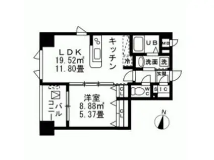 レジデンスフジミ(1LDK/1階)の間取り写真