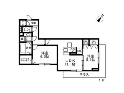 ソレーユ石神井公園(2LDK/1階)の間取り写真