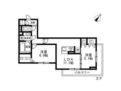 ソレーユ石神井公園(2LDK/2階)の間取り写真