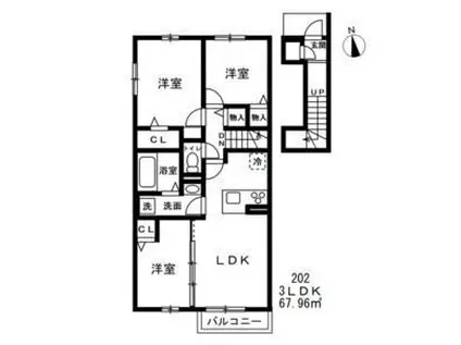 CASA MARMELO(3LDK/2階)の間取り写真