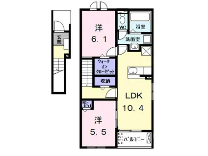 ジョイアス東気開ヒガシキトケ(2LDK/2階)の間取り写真