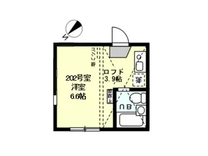ユナイト矢口渡バルボーザ(ワンルーム/2階)の間取り写真