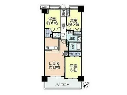 藤和シティーホームズ大和パースサイド・ビュー(3LDK/3階)の間取り写真