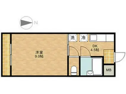 サンシャイン天王Ⅲ(1DK/1階)の間取り写真