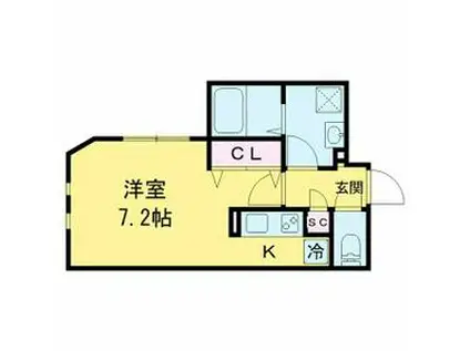 BRANCHE 桜新町 Ⅱ(1SK/1階)の間取り写真