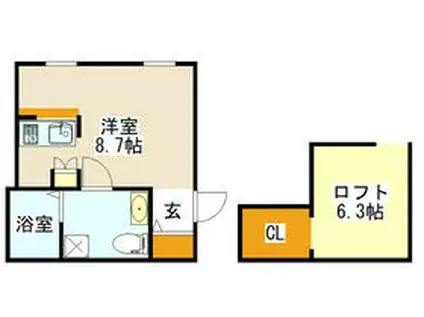 プリマガーデン穂の香(ワンルーム/2階)の間取り写真