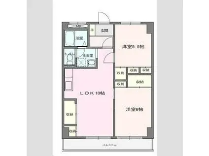 ラポールヤナセ(2LDK/6階)の間取り写真