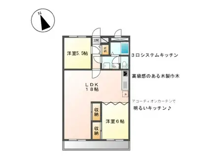 リバーサイドソシア(2LDK/2階)の間取り写真