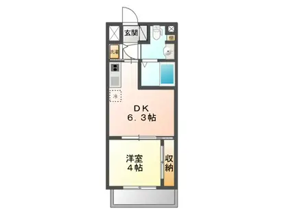 COZY豊中蛍池(1DK/4階)の間取り写真