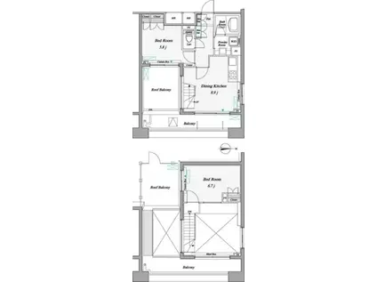 レジディア錦糸町Ⅱ(2DK/13階)の間取り写真