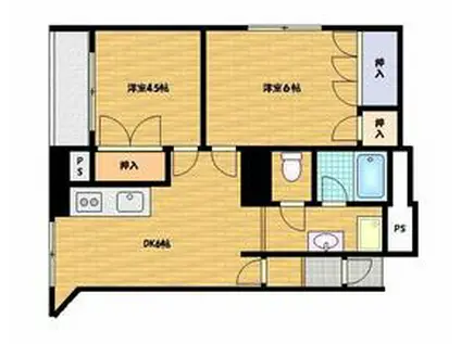 ユトリロ新川(2LDK/3階)の間取り写真