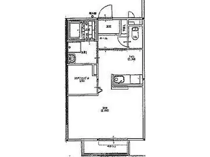 プランドールB(1K/1階)の間取り写真