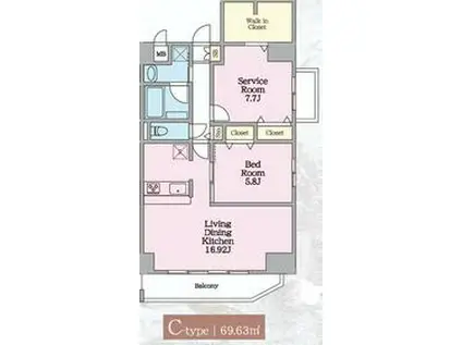 プレド・ラガール(2LDK/4階)の間取り写真