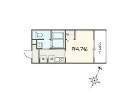 MELLAS清瀬Ⅲ(1K/3階)の間取り写真