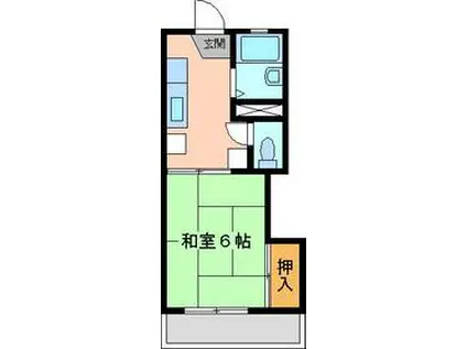 ミディハイツ(1K/2階)の間取り写真