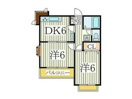 ホワイトハウス(2DK/1階)の間取り写真