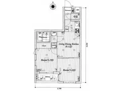 パレ・ホームズ武蔵関Ⅱ(2DK/5階)の間取り写真