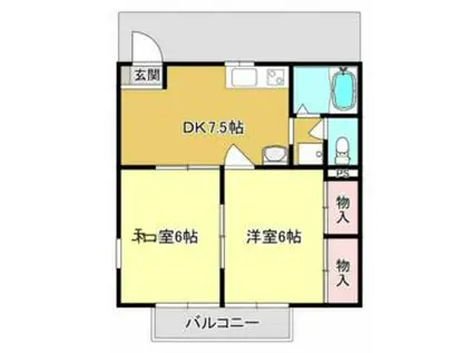 フリーダムB棟(2DK/1階)の間取り写真