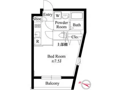 グランパセオ目黒洗足(1K/2階)の間取り写真