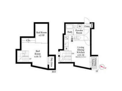 グランパセオ目黒洗足(2LDK/1階)の間取り写真