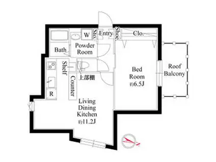 グランパセオ目黒洗足(1LDK/4階)の間取り写真