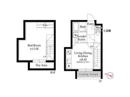 グランパセオ目黒洗足(1LDK/1階)の間取り写真