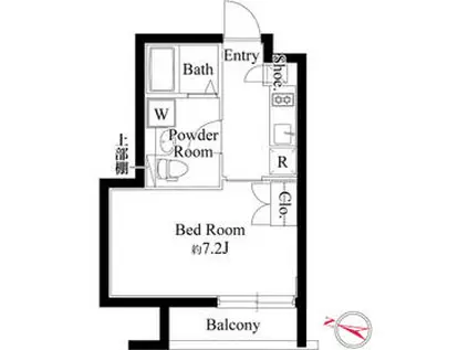 グランパセオ目黒洗足(1K/2階)の間取り写真