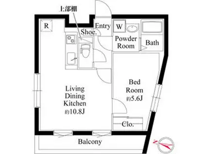 グランパセオ目黒洗足(1LDK/4階)の間取り写真