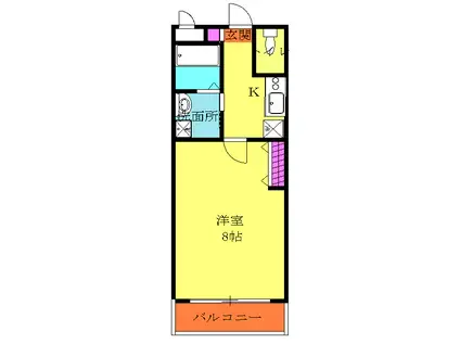 プライムビレッジウエスト棟(1K/1階)の間取り写真