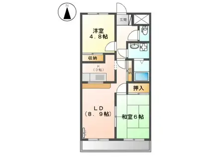 ラフレ西山(2LDK/2階)の間取り写真