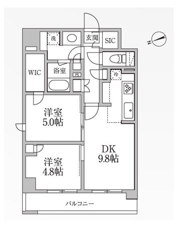 レジディア新御徒町2(2LDK/12階)の間取り写真