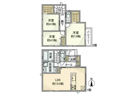 京王電鉄京王線 仙川駅 徒歩13分 2階建 築1年(3LDK)の間取り写真