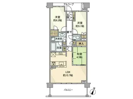ザ・パークハウス市ヶ尾ウエスト(3LDK/3階)の間取り写真