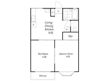 ホワイトメゾンⅡ(2LDK/2階)の間取り写真