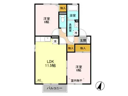 ティンカーベルⅡ(2LDK/1階)の間取り写真