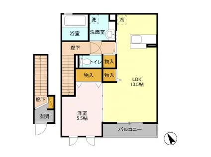 カーサフォレストC(1LDK/2階)の間取り写真