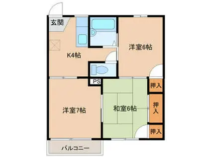 グリーンフォーブル2(3K/2階)の間取り写真