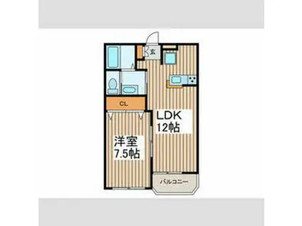 M´Sコート(1LDK/2階)の間取り写真
