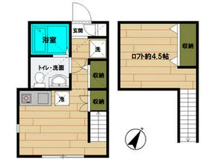 ピュアアクアⅠ(ワンルーム/1階)の間取り写真