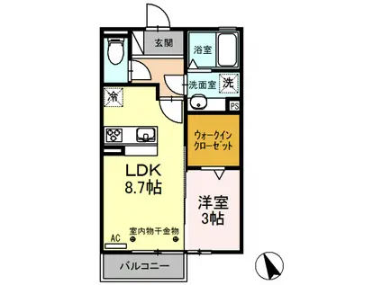 東海道本線 清水駅(静岡) バス乗車時間：28分 しずてつジャストライン　白浜町バス停で下車 徒歩7分 2階建 築8年(1LDK/2階)の間取り写真
