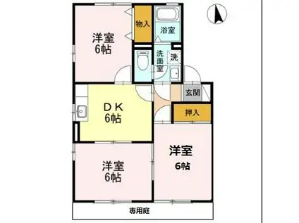 ドルフ西北野Ⅱ B(3DK/1階)の間取り写真