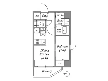 GRAN PASEO両国Ⅱ(1DK/2階)の間取り写真