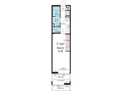 リブリ・平塚代官町(1K/2階)の間取り写真