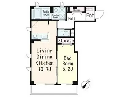 BELL WOOD J Ⅱ(1LDK/2階)の間取り写真