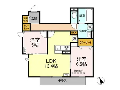 D-ROOM保土ケ谷区上星川(2LDK/1階)の間取り写真