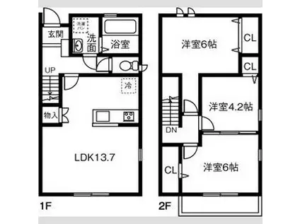 近鉄名古屋線 益生駅 徒歩26分 2階建 築4年(3LDK)の間取り写真
