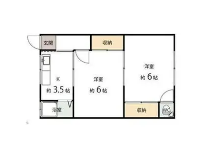 中里文化1号棟(2K/1階)の間取り写真